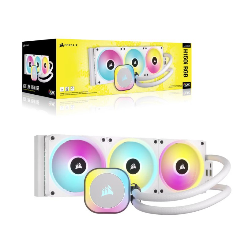Corsair iCUE LINK H150i 360MM RGB AIO Liquid CPU Cooler White