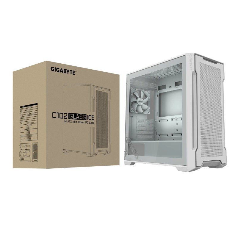 GIGABYTE C102 GLASS ICE Mid Tower Gaming Casing